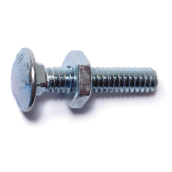 Midwest Fastener Carriage Bolt, Square Neck, 24 (Coarse), 1 in L, Steel, Zinc Plated, 30 PK 60522 - main